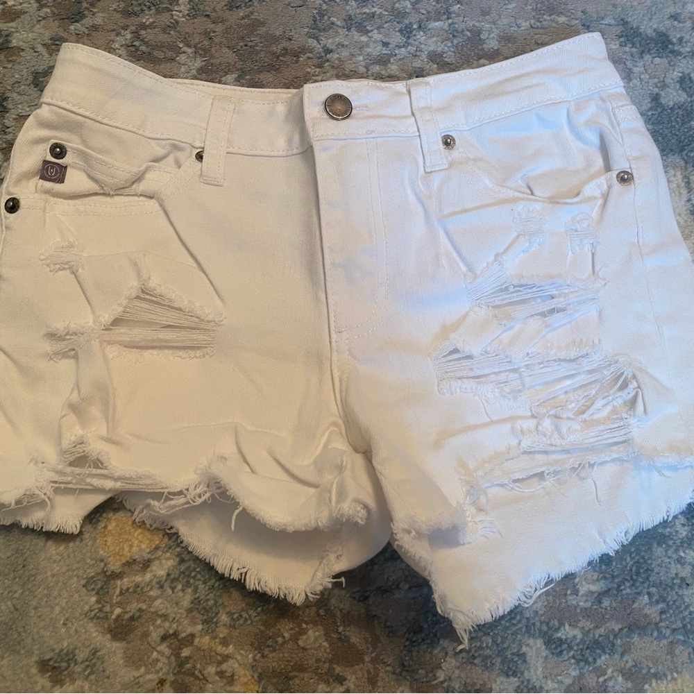 Just USA White Jean Shorts Distressed High-Waisted